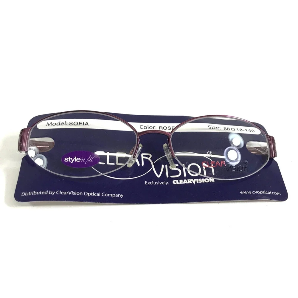 Clear Vision Eyeglasses Frames SOFIA ROSE Pink Purple Oval Half Rim 58-18-140